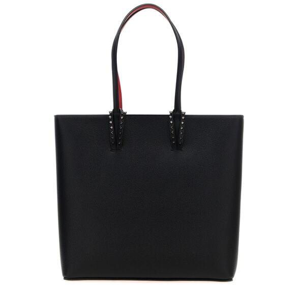 WORN ONCE CHRISTIAN LOUBOUTIN CABATA BLACK LEATHER ZIP TOTE SHOULDER BAG - Picture 3 of 12